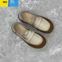 聚范女鞋新款一脚蹬懒人鞋复古软皮软底舒适透气低帮单鞋6011