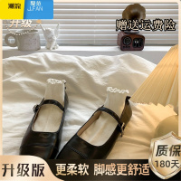 聚范方头浅口百搭平底银色玛丽珍单鞋女2024新款夏季法式配裙子小皮鞋