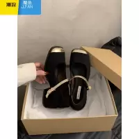 聚范小香风方头浅口粗跟单鞋女2024新款法式气质高跟玛丽珍鞋中跟