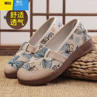 聚范老北京布鞋女新款透气田园风渔夫鞋中老年一脚蹬妈妈鞋单鞋
