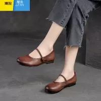 聚范2024年新款复古民族风女鞋圆头浅口平底单鞋舒适玛丽珍鞋