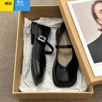 聚范凉鞋女夏季平底玛丽珍单鞋2024新款休闲乐福豆豆鞋晚晚鞋黑色皮鞋