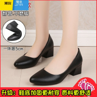 聚范软底正装职业工作鞋粗跟单鞋中高跟鞋2024春季新款皮鞋空姐女鞋子
