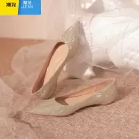 聚范内增高尖头浅口平底单鞋女仙女风香槟金色婚鞋孕妇伴娘鞋大码41