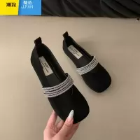聚范皮版法式平底设计感单鞋2024新款夏季仙女风复古水钻玛丽珍瓢鞋