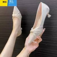 聚范白色高跟鞋女细跟2023新款3cm小跟不累脚百搭尖头法式配裙子单鞋