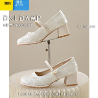 聚范法式晚风粗跟玛丽珍鞋女2024新款中式刺绣配裙子温柔浅口高跟单鞋