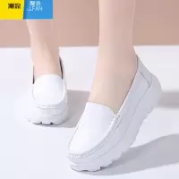 聚范医护士鞋女透气防滑软底增高黑色工作鞋女不臭脚单鞋