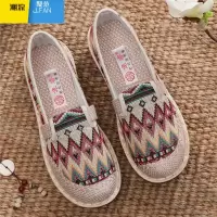 聚范老北京布鞋女2023年新款民族风一脚蹬平底单鞋百搭时尚妈妈鞋