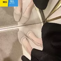 聚范夏季透气镂空飞织单鞋女时尚豆豆鞋舒适妈妈鞋一脚蹬软底工作鞋女
