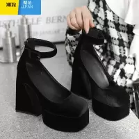聚范仙女风芭比鞋防水台超高跟鞋绒面厚底玛丽珍鞋粗跟单鞋女鞋子