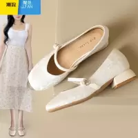 聚范单鞋女2024新款夏季国风新中式配裙子珍珠一字带粗跟浅口玛丽珍鞋