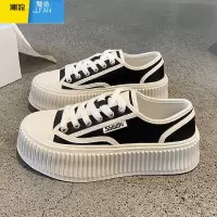 聚范设计感松糕鞋女春季百搭厚底增高饼干鞋夏季小众网红帆布休闲板鞋