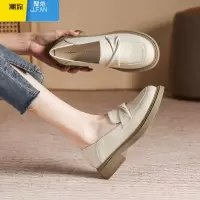 聚范小白鞋女2024新款软皮软底女鞋通勤厚底乐福鞋上班小皮鞋
