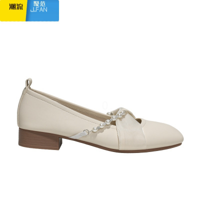 聚范软皮法式玛丽珍鞋通勤单鞋女粗跟软底舒适温柔晚晚鞋奶奶鞋