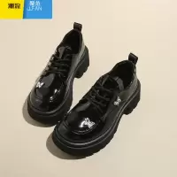 聚范厚底小皮鞋女2024新款夏季蝴蝶亮面松糕系带JK全乐福单鞋