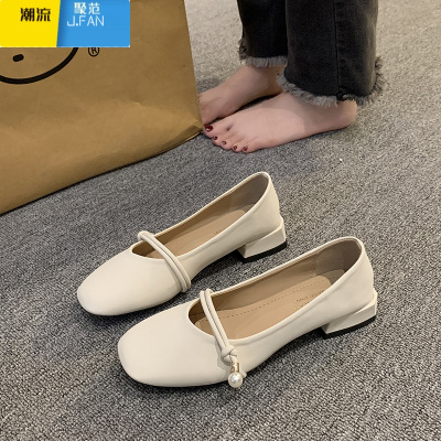 聚范单鞋女夏季配裙子不累脚2024新款通勤软底一脚蹬法式玛丽珍奶奶鞋