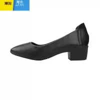 聚范工作鞋女黑色空姐粗跟职业久站不累脚软底舒适酒店上班中跟面试鞋