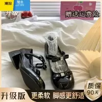 聚范粗高跟蝴蝶结小皮鞋女2024夏季新款复古日系jk法式配裙子玛丽珍鞋