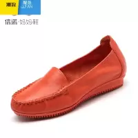聚范妈妈豆豆鞋女超软平底款中老年软底皮鞋休闲夏季单鞋