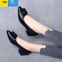 聚范尖头新款单鞋女头层浅口软皮软底低跟工作鞋通勤2024