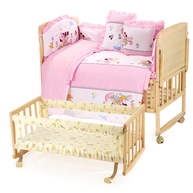 贝乐乐婴儿床实木无漆婴儿床好孩子必备童床宝宝床含床品工字型摇篮