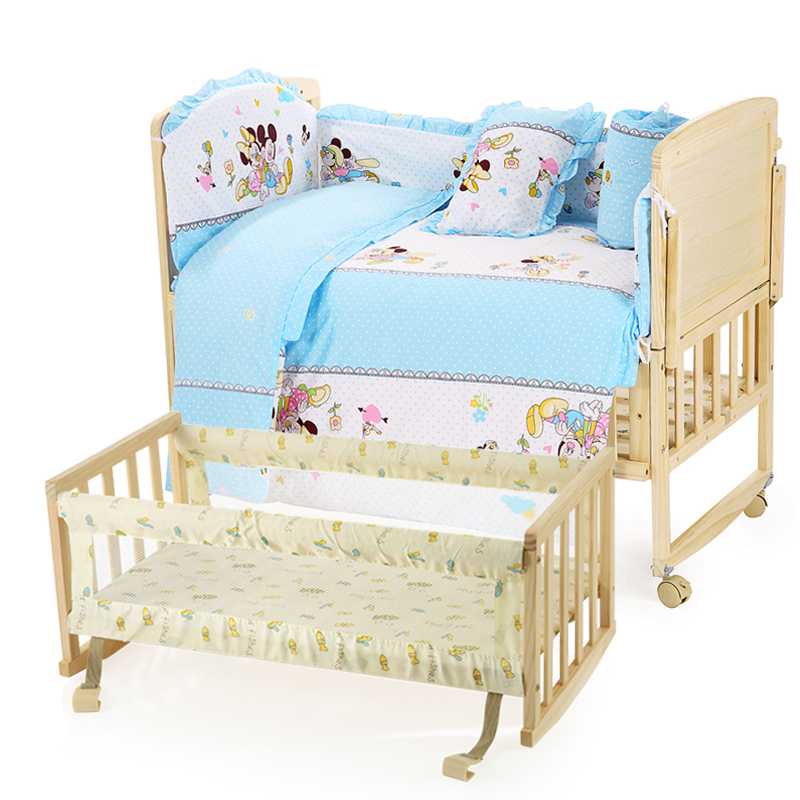 贝乐乐婴儿床实木无漆婴儿床好孩子必备童床宝宝床含床品工字型摇篮