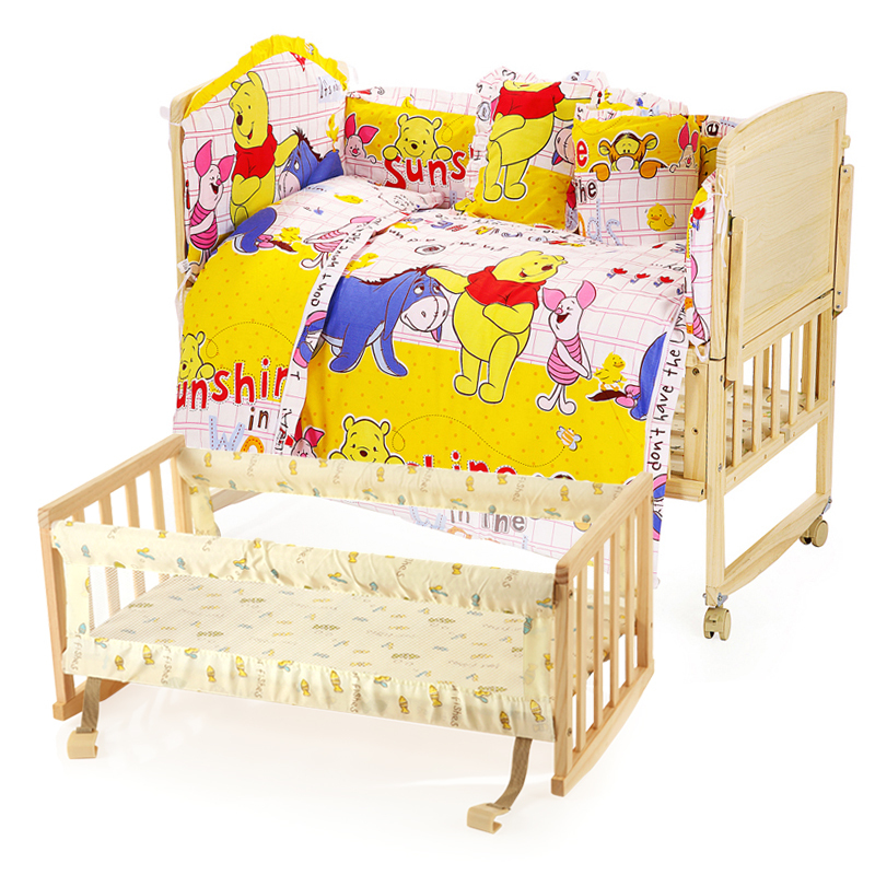 贝乐乐婴儿床实木无漆婴儿床好孩子必备童床宝宝床含床品工字型摇篮