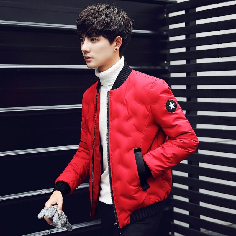羽绒服男2017冬季新款潮男装羽绒服初高中学生韩版冬装男装大红色外套潮流