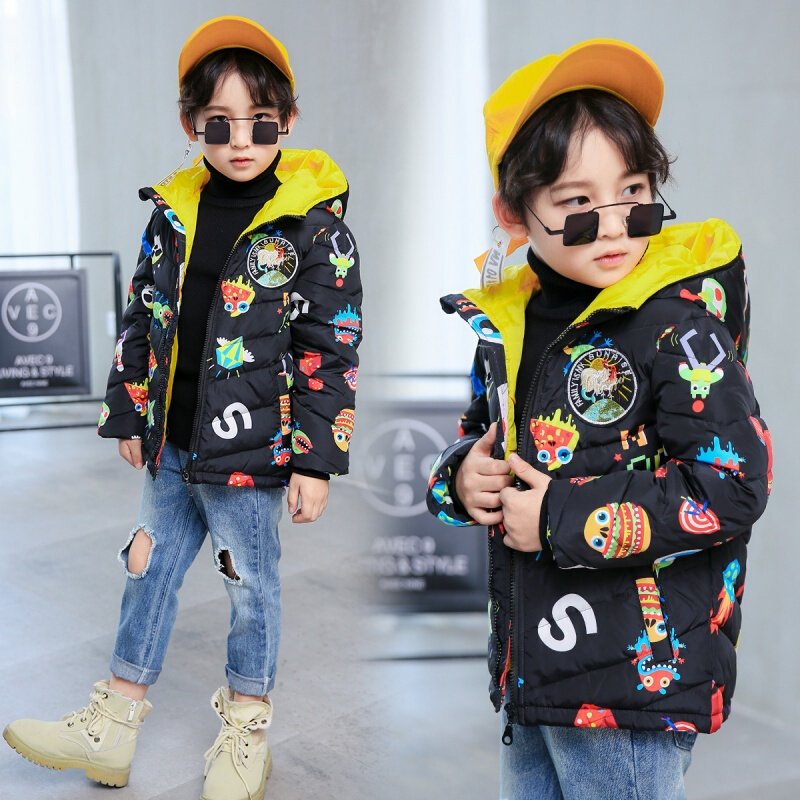 新款儿童羽绒服男童女童短款连帽外套中小童秋冬加厚款保暖童装