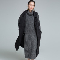 白鸭绒无袖服2017冬装女新款纯色羽绒服长款欧美风黑色均码