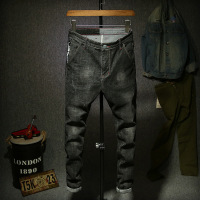 季新款黑色休闲弹力牛仔裤男韩版修身小脚裤青年男裤潮流长裤子