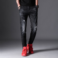 男装哈伦牛仔裤秋季破洞休闲青少年弹力纯棉时尚百搭小脚长裤子