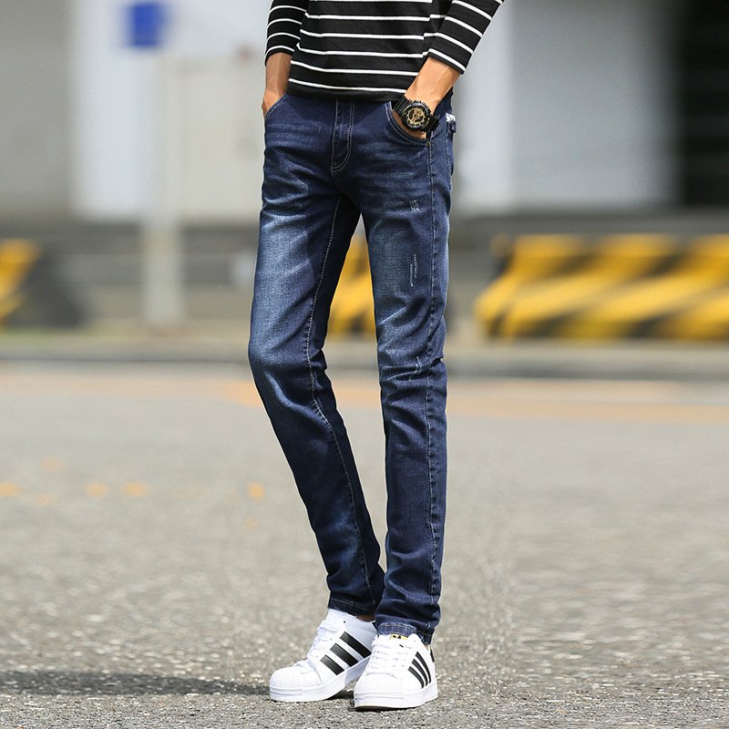 牛仔裤男装夏装2017新款潮裤子男韩版潮流帅气休闲修身小脚男裤