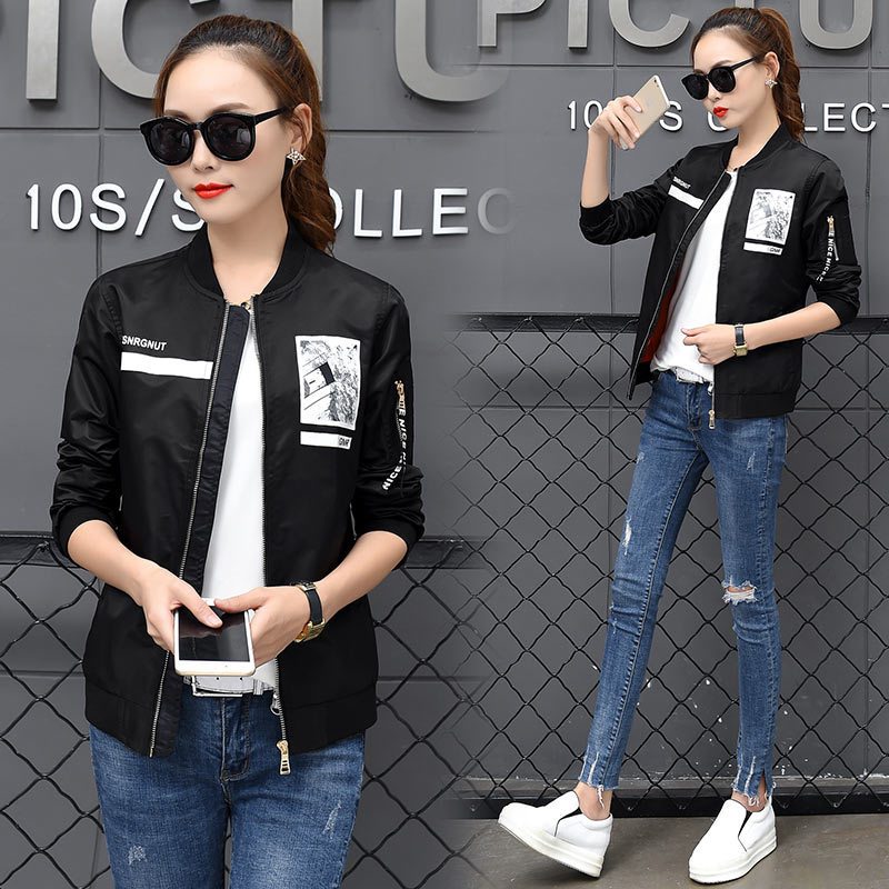 少女风暴短外套女2017新款棒球服女式韩版修身短款军绿色百搭夹克