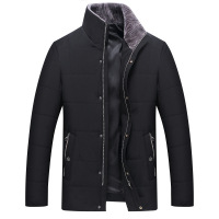 冬季棉衣新款中年男棉衣纯色男立领休闲男士棉服男外套加肥加大码