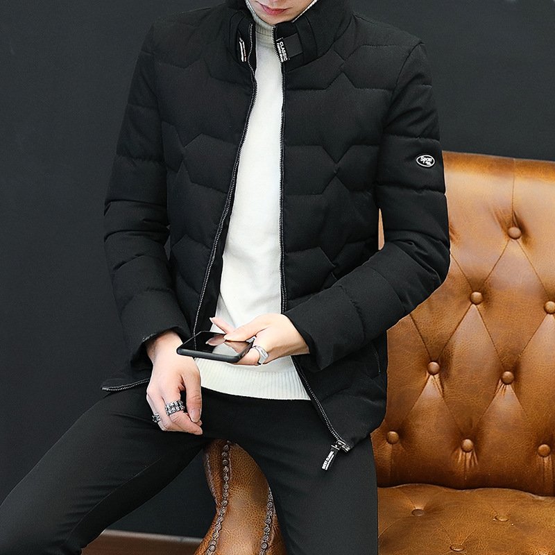 秋冬季新款男式棉衣 韩版纯色棉服男外套 休闲棉衣青少年冬装加厚