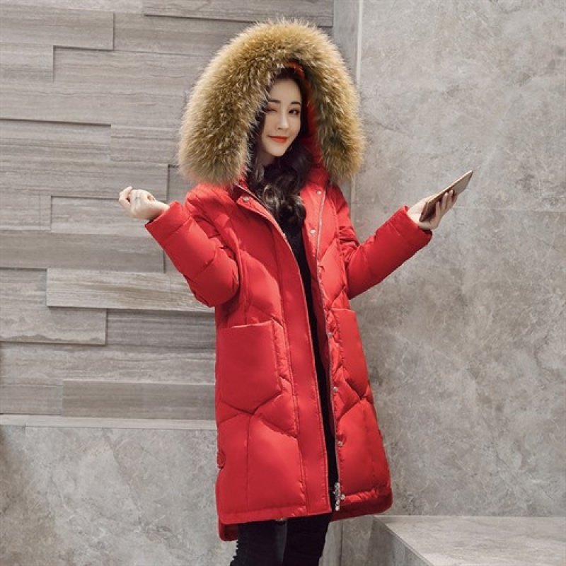 羽绒服2017年冬季修身口袋甜美红色黑色深灰色 女式羽绒服类