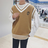 17秋冬男士新款刺绣针织衫无袖毛衣背心