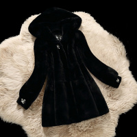 真皮整皮獭兔毛水钻扣中长款大衣皮草外套女装特价