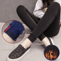 2017大码加绒加厚秋冬新款韩版打底裤女长裤子牛仔裤女小脚裤