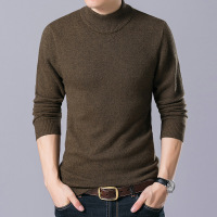2017冬季新款高领加厚保暖纯羊毛衫宽松纯色男式毛衣休闲男装