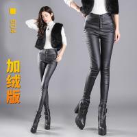 加绒高腰外穿哑光涂层打底裤弹力显瘦磨砂皮裤紧身高腰铅笔裤