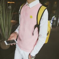 秋季韩版男毛线背心男针织背心修身青年无袖圆领毛衣潮