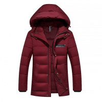 羽绒服男中长款青年冬季加厚外套韩版修身潮流男装反季新 酒红色 M