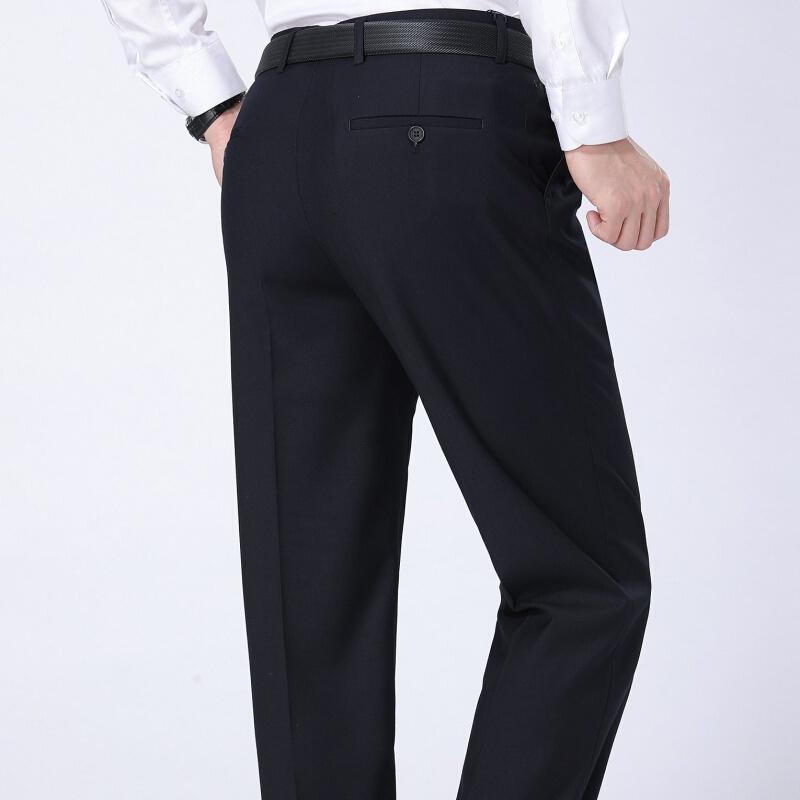 秋冬厚款中年男士西裤宽松免烫西服裤男正装上班修身西装裤男长裤深蓝