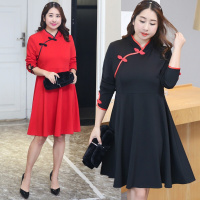 直供胖妹妹加肥加大码秋装新款改良旗袍连衣裙子