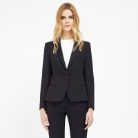 旗下2017秋装新款商务黑色职业通勤戗驳领修身小西装女短外套黑色