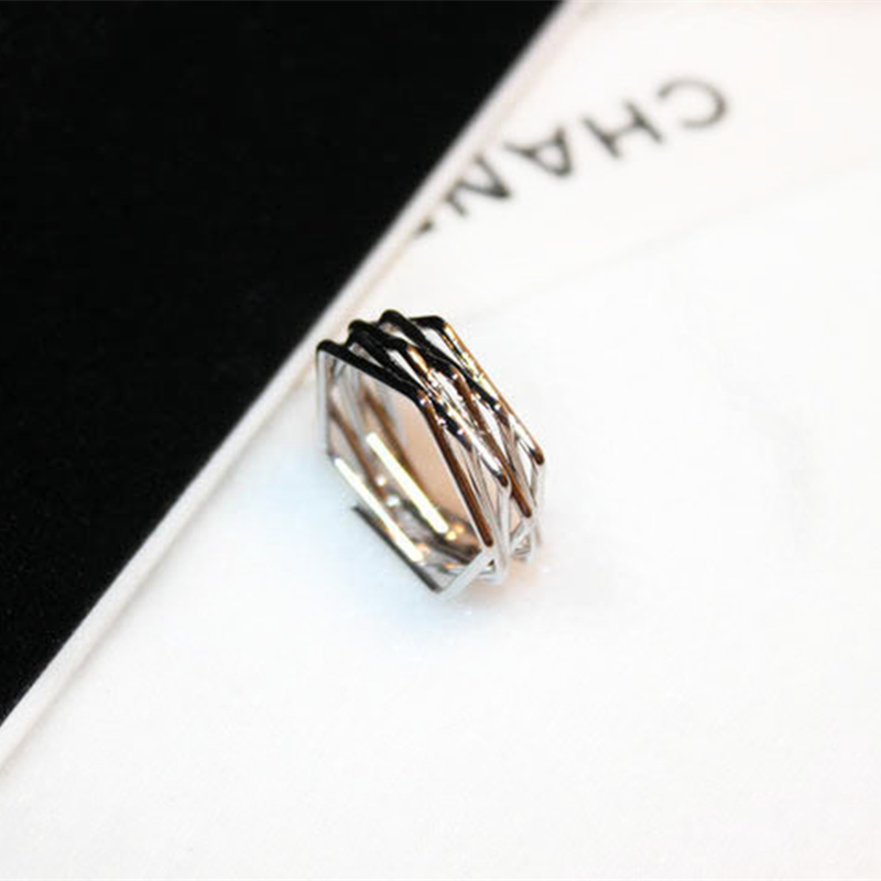 日韩版潮人时尚个性创意戒指女 韩国简约玫瑰金食指指环彩金饰品