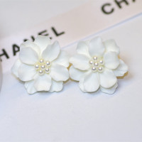 网红简约同款耳钉韩国百搭气质优雅小香山茶花大花朵夸张耳钉耳环